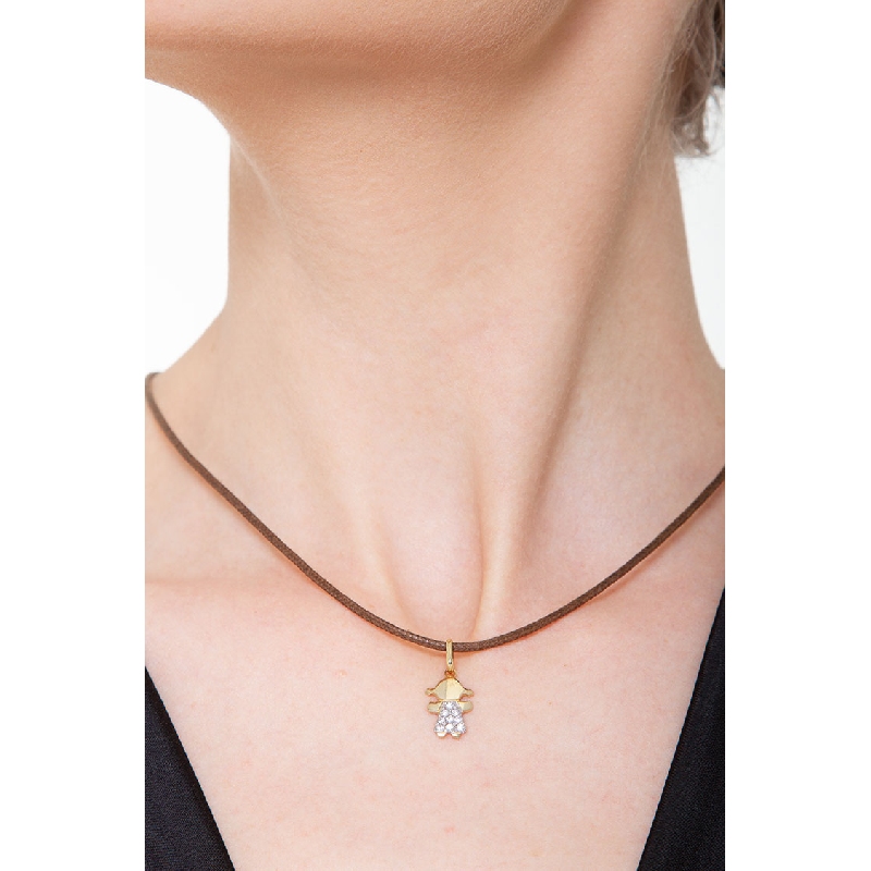 Girl pendant with zircons in 18k yellow gold