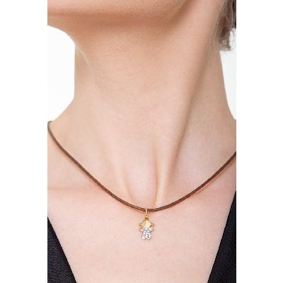 Girl pendant with zircons in 18k yellow gold