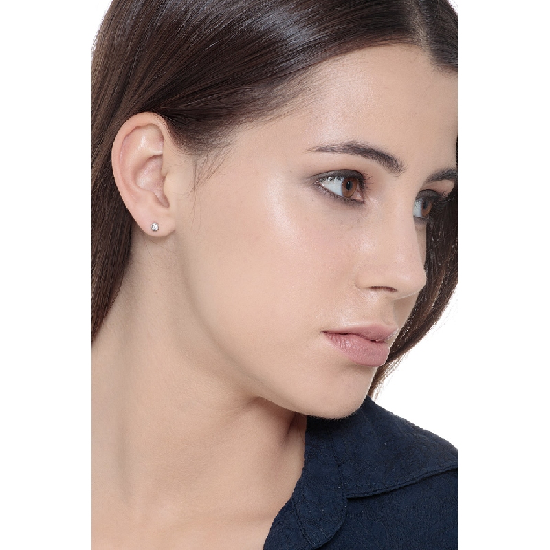 18k white gold zircon round earrings 