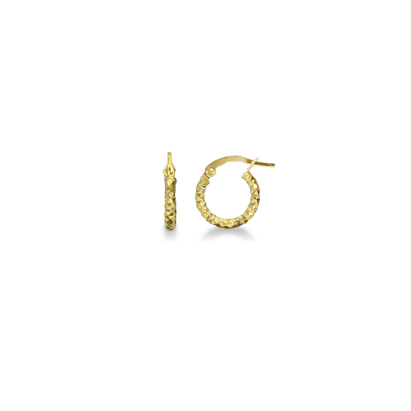 Yellow gold 18k hoops diamond cut