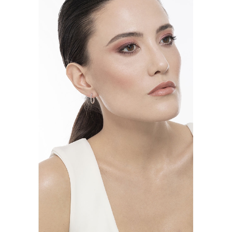 18k white gold oval earrings diamond cut 