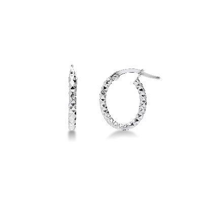 18k white gold oval earrings diamond cut 