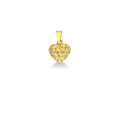 Diamond cut heart pendant in 18k yellow gold