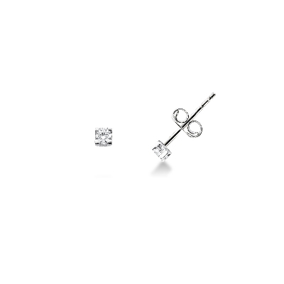 18k white gold zircon earrings, diameter of about 3.25mm