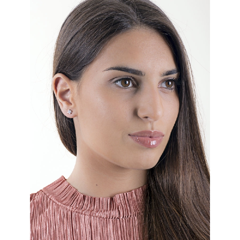 Zircon stud earrings in white gold 18k