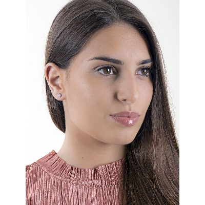 Zircon stud earrings in white gold 18k