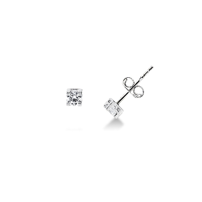 Zircon stud earrings in white gold 18k