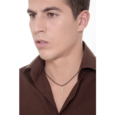 18k yellow gold Tao cross pendant