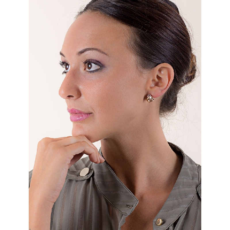 Twisted ovals earrings in 18k rose, yellow and white gold