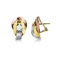 18k yellow, white and rose gold twisted earrings