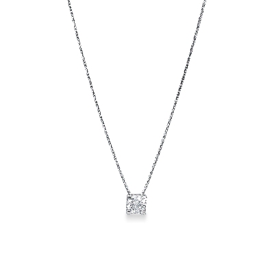 18k white gold solitaire necklace with zircon