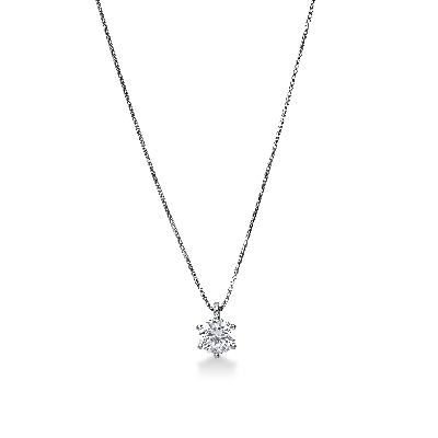 White gold 18k solitaire necklace with zircon