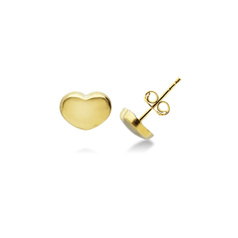 18k yellow gold heart shaped stud earrings