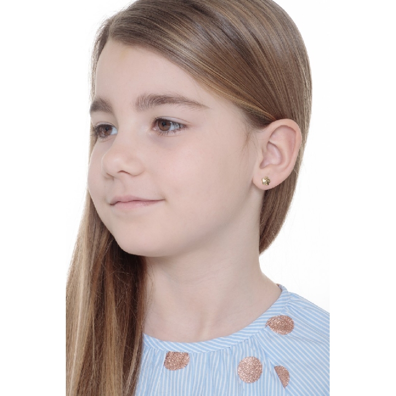 Flower stud earrings in 18k yellow gold