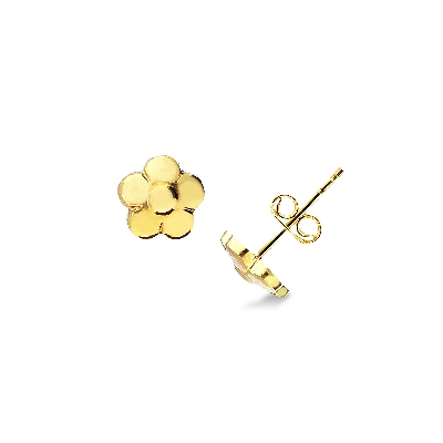 Flower stud earrings in 18k yellow gold