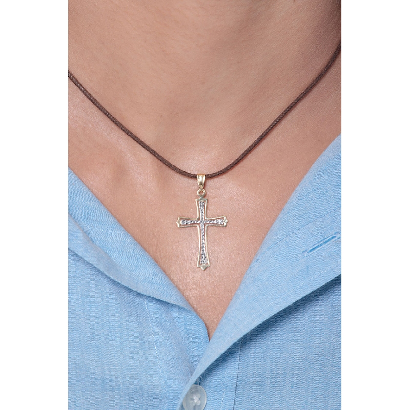 18k white and yellow gold Crucifix pendant