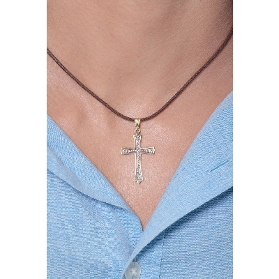 18k white and yellow gold Crucifix pendant