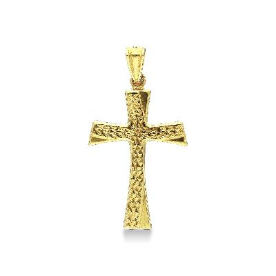 Ciondolo Croce in oro giallo 18k Diamantato.