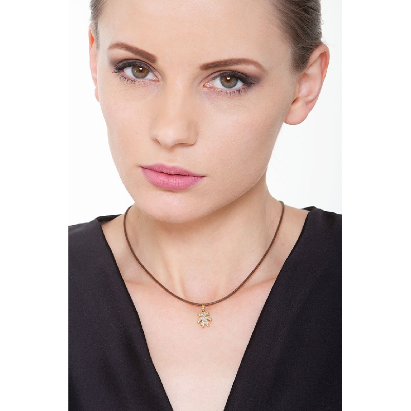 18k yellow gold Girl pendant with zircons