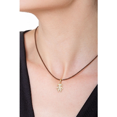 18k yellow gold Girl pendant with zircons
