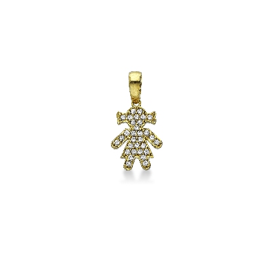 18k yellow gold Girl pendant with zircons