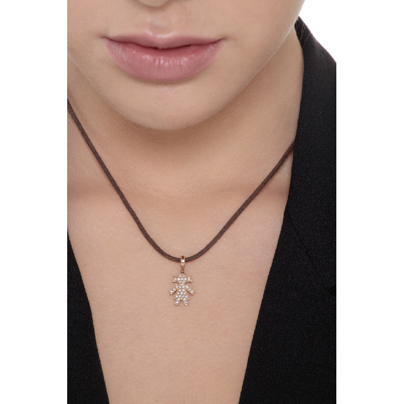 18k rose gold Girl pendant with zircon