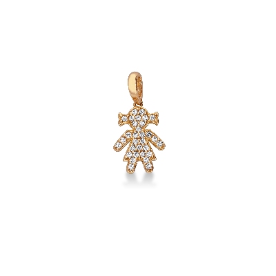 18k rose gold Girl pendant with zircon
