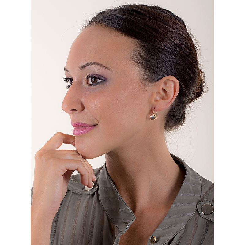 Earrings with half hoops diamond cut in white, rose and yellow gold 18k 