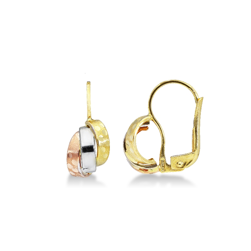 Earrings with half hoops diamond cut in white, rose and yellow gold 18k 