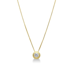18k yellow gold full bezel solitaire necklace with zircon