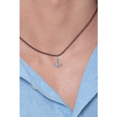 18k white gold Anchor pendant