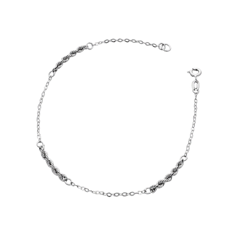 18k white gold bracelet with rope link sections